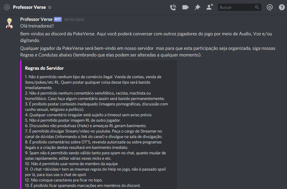 Página de Membros – Discord